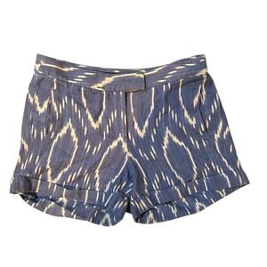 J. Crew Print Shorts Cuffed Hem Casual Blue‎ White Size 0